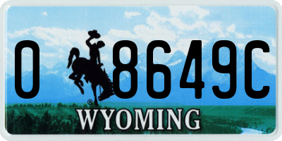 WY license plate 08649C