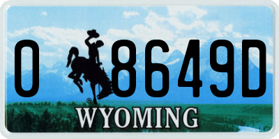 WY license plate 08649D