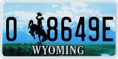 WY license plate 08649E