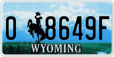 WY license plate 08649F