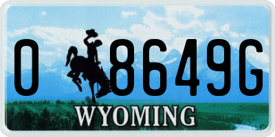 WY license plate 08649G