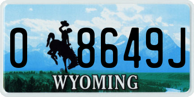 WY license plate 08649J