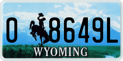 WY license plate 08649L