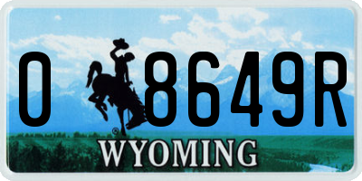 WY license plate 08649R