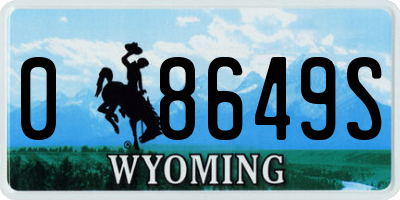 WY license plate 08649S