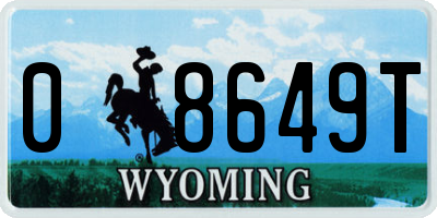 WY license plate 08649T
