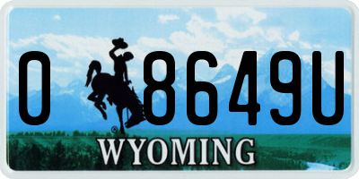 WY license plate 08649U