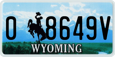 WY license plate 08649V