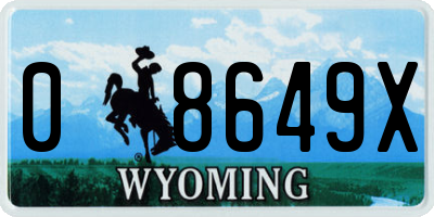 WY license plate 08649X