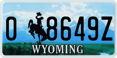 WY license plate 08649Z