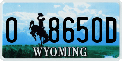 WY license plate 08650D