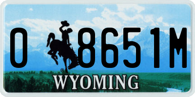 WY license plate 08651M