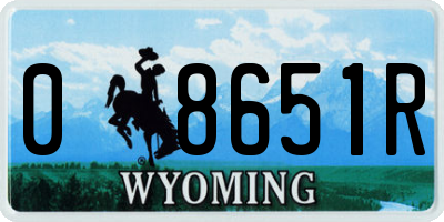 WY license plate 08651R