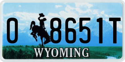 WY license plate 08651T