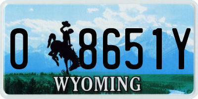 WY license plate 08651Y