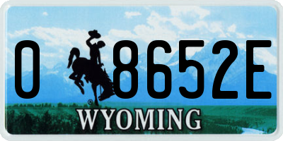 WY license plate 08652E