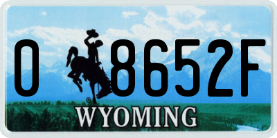 WY license plate 08652F