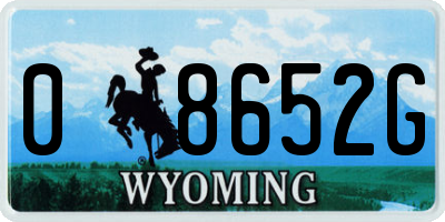 WY license plate 08652G