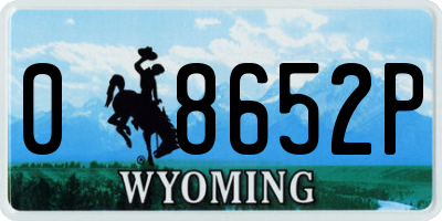 WY license plate 08652P