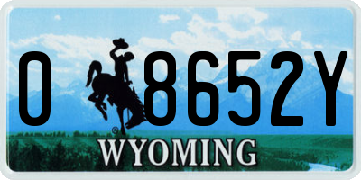 WY license plate 08652Y