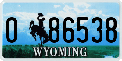 WY license plate 086538