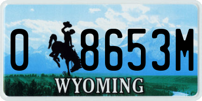 WY license plate 08653M