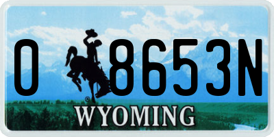 WY license plate 08653N