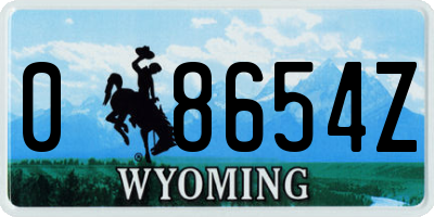 WY license plate 08654Z