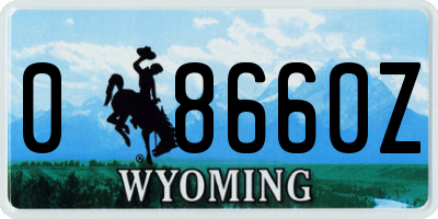 WY license plate 08660Z
