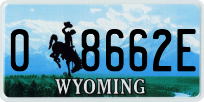WY license plate 08662E