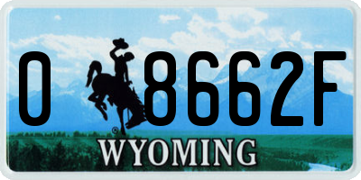 WY license plate 08662F