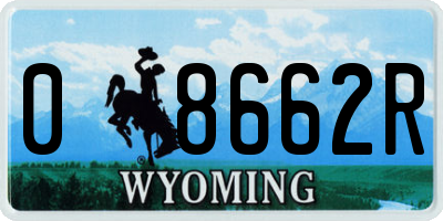 WY license plate 08662R