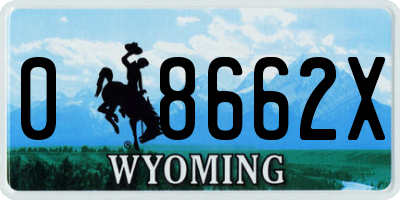 WY license plate 08662X