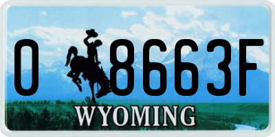 WY license plate 08663F