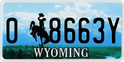 WY license plate 08663Y