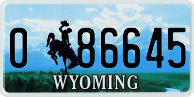 WY license plate 086645