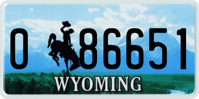 WY license plate 086651