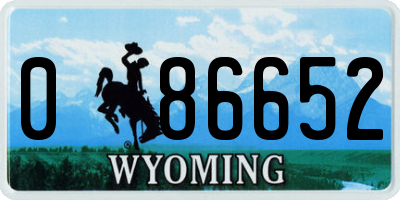 WY license plate 086652