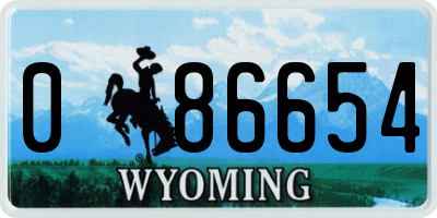 WY license plate 086654