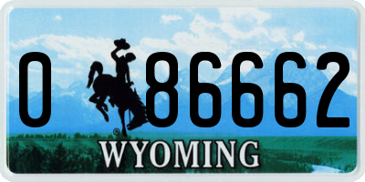 WY license plate 086662