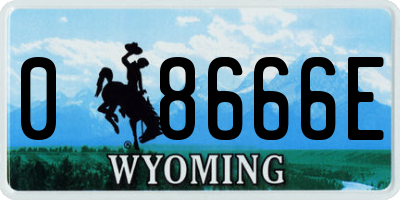 WY license plate 08666E