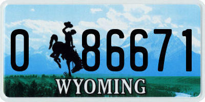 WY license plate 086671