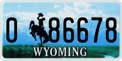 WY license plate 086678