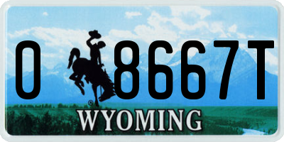 WY license plate 08667T