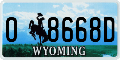 WY license plate 08668D