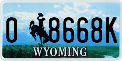 WY license plate 08668K