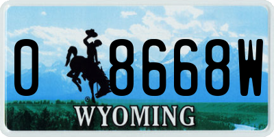 WY license plate 08668W