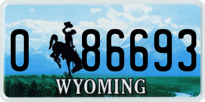 WY license plate 086693