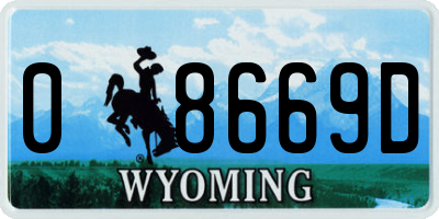 WY license plate 08669D