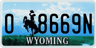 WY license plate 08669N